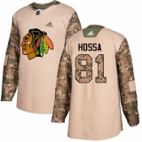 Youth Adidas Chicago Blackhawks #81 Marian Hossa Authentic Camo Veterans Day Practice NHL Jersey