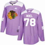 Men's Adidas Chicago Blackhawks #78 Nathan Noel Authentic Purple Fights Cancer Practice NHL Jersey