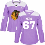 Women's Adidas Chicago Blackhawks #67 Tanner Kero Authentic Purple Fights Cancer Practice NHL Jersey