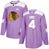 Men's Adidas Chicago Blackhawks #4 Bobby Orr Authentic Purple Fights Cancer Practice NHL Jersey