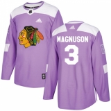 Men's Adidas Chicago Blackhawks #3 Keith Magnuson Authentic Purple Fights Cancer Practice NHL Jersey