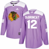 Men's Adidas Chicago Blackhawks #12 Alex DeBrincat Authentic Purple Fights Cancer Practice NHL Jersey