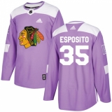Men's Adidas Chicago Blackhawks #35 Tony Esposito Authentic Purple Fights Cancer Practice NHL Jersey