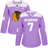 Women's Adidas Chicago Blackhawks #7 Brent Seabrook Authentic Purple Fights Cancer Practice NHL Jersey