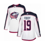 Men's Adidas Columbus Blue Jackets #19 Liam Foudy Authentic White Away NHL Jersey