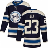 Men's Adidas Columbus Blue Jackets #23 Ian Cole Authentic Navy Blue Alternate NHL Jersey