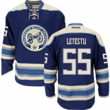 Men's Reebok Columbus Blue Jackets #55 Mark Letestu Authentic Navy Blue Third NHL Jersey