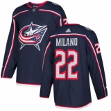 Men's Adidas Columbus Blue Jackets #22 Sonny Milano Authentic Navy Blue Home NHL Jersey