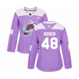 Women's Colorado Avalanche #48 Calle Rosen Authentic Purple Fights Cancer Practice Hockey Jersey