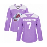 Women's Colorado Avalanche #7 Kevin Connauton Authentic Purple Fights Cancer Practice Hockey Jersey