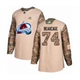 Men's Colorado Avalanche #74 Alex Beaucage Authentic Camo Veterans Day Practice Hockey Jersey