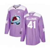 Men's Colorado Avalanche #41 Pierre-Edouard Bellemare Authentic Purple Fights Cancer Practice Hockey Jers