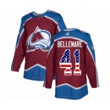 Men's Colorado Avalanche #41 Pierre-Edouard Bellemare Authentic Burgundy Red USA Flag Fashion Hockey Jersey