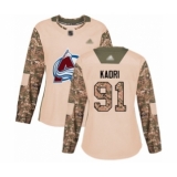 Women's Colorado Avalanche #91 Nazem Kadri Authentic Camo Veterans Day Practice Hockey Jersey