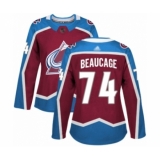 Women's Colorado Avalanche #74 Alex Beaucage Authentic Burgundy Red Home Hockey Jersey
