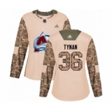Women's Colorado Avalanche #36 T.J. Tynan Authentic Camo Veterans Day Practice Hockey Jersey