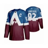 Youth Colorado Avalanche #92 Gabriel Landeskog Authentic Burgundy Blue 2020 Stadium Series Hockey Jersey