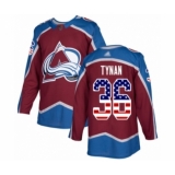Youth Colorado Avalanche #36 T.J. Tynan Authentic Burgundy Red USA Flag Fashion Hockey Jersey