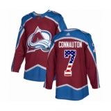 Youth Colorado Avalanche #7 Kevin Connauton Authentic Burgundy Red USA Flag Fashion Hockey Jersey