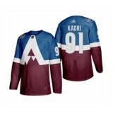 Men's Colorado Avalanche #91 Nazem Kadri Authentic Burgundy Blue 2020 Stadium Series Hockey Jersey