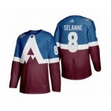 Women's Colorado Avalanche #8 Teemu Selanne Authentic Burgundy Blue 2020 Stadium Series Hockey Jersey