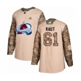 Men's Adidas Colorado Avalanche #61 Martin Kaut Authentic Camo Veterans Day Practice NHL Jersey