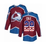 Men's Adidas Colorado Avalanche #28 Ian Cole Authentic Burgundy Red USA Flag Fashion NHL Jersey