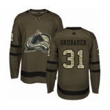 Youth Adidas Colorado Avalanche #31 Philipp Grubauer Premier Green Salute to Service NHL Jersey