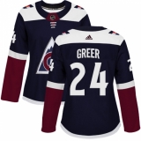 Women's Adidas Colorado Avalanche #24 A.J. Greer Authentic Navy Blue Alternate NHL Jersey