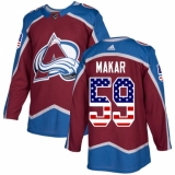 Youth Adidas Colorado Avalanche #59 Cale Makar Authentic Burgundy Red USA Flag Fashion NHL Jersey