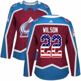 Women's Adidas Colorado Avalanche #22 Colin Wilson Authentic Burgundy Red USA Flag Fashion NHL Jersey