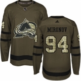 Men's Adidas Colorado Avalanche #94 Andrei Mironov Premier Green Salute to Service NHL Jersey