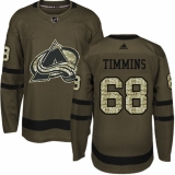 Men's Adidas Colorado Avalanche #68 Conor Timmins Premier Green Salute to Service NHL Jersey