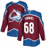Youth Adidas Colorado Avalanche #68 Conor Timmins Authentic Burgundy Red Home NHL Jersey