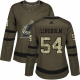 Women's Adidas Colorado Avalanche #54 Anton Lindholm Authentic Green Salute to Service NHL Jersey