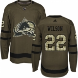 Men's Adidas Colorado Avalanche #22 Colin Wilson Premier Green Salute to Service NHL Jersey