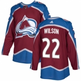 Youth Adidas Colorado Avalanche #22 Colin Wilson Authentic Burgundy Red Home NHL Jersey