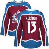 Women's Adidas Colorado Avalanche #13 Alexander Kerfoot Premier Burgundy Red Home NHL Jersey