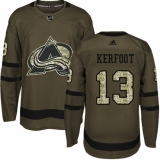 Men's Adidas Colorado Avalanche #13 Alexander Kerfoot Authentic Green Salute to Service NHL Jersey
