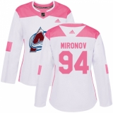 Women's Adidas Colorado Avalanche #94 Andrei Mironov Authentic White/Pink Fashion NHL Jersey