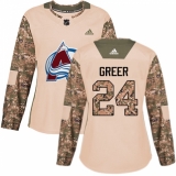 Women's Adidas Colorado Avalanche #24 A.J. Greer Authentic Camo Veterans Day Practice NHL Jersey