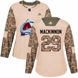 Women's Adidas Colorado Avalanche #29 Nathan MacKinnon Authentic Camo Veterans Day Practice NHL Jersey
