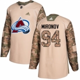 Youth Adidas Colorado Avalanche #94 Andrei Mironov Authentic Camo Veterans Day Practice NHL Jersey