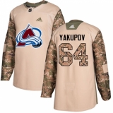 Youth Adidas Colorado Avalanche #64 Nail Yakupov Authentic Camo Veterans Day Practice NHL Jersey