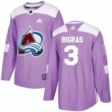 Youth Adidas Colorado Avalanche #3 Chris Bigras Authentic Purple Fights Cancer Practice NHL Jersey