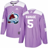 Men's Adidas Colorado Avalanche #5 Rob Ramage Authentic Purple Fights Cancer Practice NHL Jersey