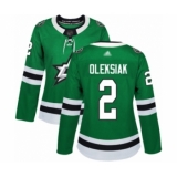 Women's Dallas Stars #2 Jamie Oleksiak Authentic Green Home Hockey Jersey