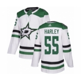 Men's Dallas Stars #55 Thomas Harley Authentic White Away Hockey Jersey