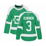 Women's Dallas Stars #3 John Klingberg Authentic Green 2020 Winter Classic Hockey Jersey