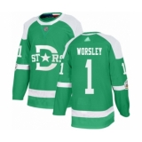 Youth Dallas Stars #1 Gump Worsley Authentic Green 2020 Winter Classic Hockey Jersey
